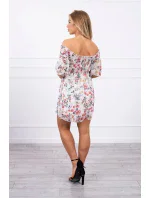 Španielske šaty s kvetinovým motívom ecru