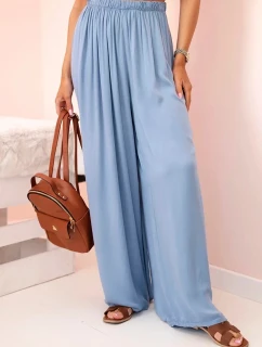 Široké dámske nohavice z viskózy s elastickým pásom z džínsoviny