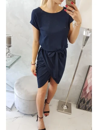 Šaty s obálkovým spodným dielom v tmavo modrej farbe Šaty s obálkovým spodným dielom v tmavo modrej farbe