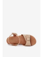 Sandały Damskie Na Koturnie Z Klamrą Khaki Liniella