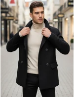 Pánsky čierny kabát FashionStreet CX0433 Pánsky čierny kabát FashionStreet CX0433