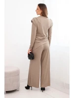 Dámsky bavlnený komplet s blúzkou a širokými nohavicami fango