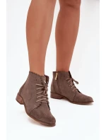 Semišové topánky na podpätku Dark Beige Zazoo Semišové topánky na podpätku Dark Beige Zazoo