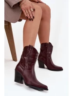 Dámske členkové topánky na podpätku D8271 Burgundy - Sweet Shoes