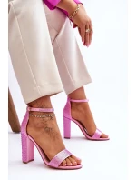 Damskie Sandały Na Obcasie Z Cyrkoniami Różowe Idealistic
