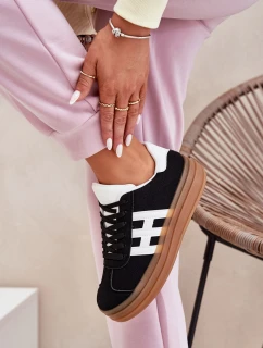 Sneakersy Damskie Na Platformie Czarne Syliyana