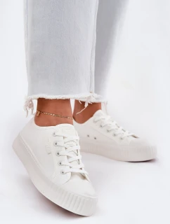 Materiałowe Trampki Damskie Na Platformie Big Star RR274776 Białe