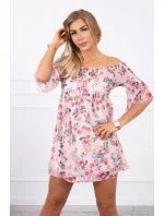 Španielske šaty s kvetinovým motívom púdrovo ružové Španielske šaty s kvetinovým motívom púdrovo ružové