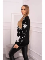 Vianočný sveter so snehuliakom čierny