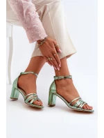 Sandały Na Słupku Z Paseczkami Zielone Enitia