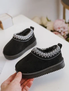 Śniegowce Botki Dziecięce Na Platformie Ocieplane Futerkiem Czarne Vilabria