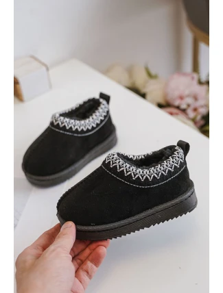 Śniegowce Botki Dziecięce Na Platformie Ocieplane Futerkiem Czarne Vilabria