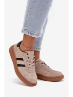 Zamszowe Sneakersy Damskie Na Platformie Beżowe Elivienne