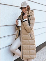 Dámska prešívaná zimná bunda s kapucňou MENSI tmavo béžová FashionStreet TY3970 Dámska prešívaná zimná bunda s kapucňou MENSI tmavo béžová FashionStreet TY3970
