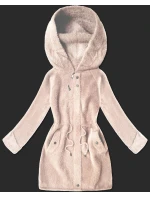 Vlnená bunda z alpaky s kapucňou light salmon (W214#)