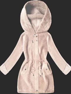 Vlnená bunda z alpaky s kapucňou light salmon (W214#)
