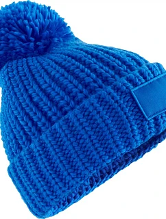 Beechfield B 329 Pletená čiapka s bambulou „Toasty Patch“ 53.0329 luminous blue