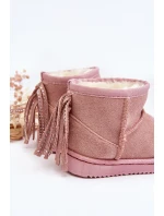 Dziecięce Ocieplane Botki Śniegowce Z Frędzlami Różowe Mikyla