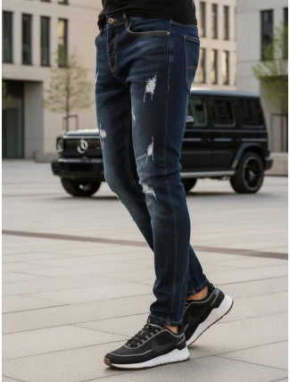 FashionStreet pánske tmavomodré nohavice UX3810 FashionStreet pánske tmavomodré nohavice UX3810