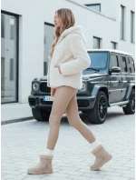 Dámsky krátky kabát ELMIRIS béžový kožuch FashionStreet TY4994