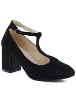 Čierne semišové remienkové lodičky Mascara s ihličkovým podpätkom 834284