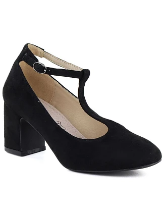 Čierne semišové remienkové lodičky Mascara s ihličkovým podpätkom 834284