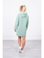 Oversize šaty s kapucňou tmavo mätové