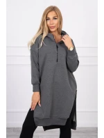 Zateplená mikina s bočnými rázporkami grafitová