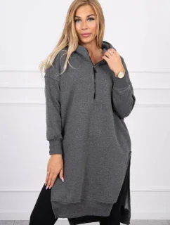 Zateplená mikina s bočnými rázporkami grafitová