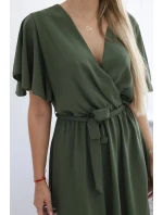 Šaty s vrstveným výstrihom khaki Šaty s vrstveným výstrihom khaki