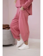 Bavlnená mikina nohavice set malinová