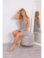 Šaty bez ramienok s volánikom šedej