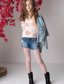 DIEVČENSKÉ PANČUCHOVÉ NOHAVICE S RELIÉFNYM GEOMETRICKÝM VZOROM MILLOTIC JUNIOR DR2429