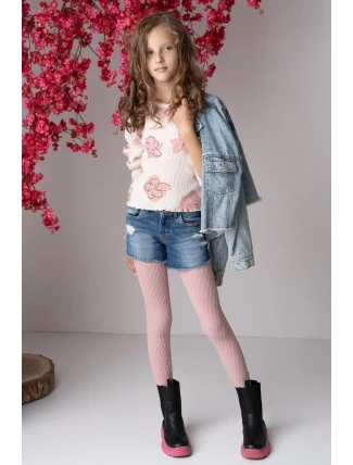 DIEVČENSKÉ PANČUCHOVÉ NOHAVICE S RELIÉFNYM GEOMETRICKÝM VZOROM MILLOTIC JUNIOR DR2429