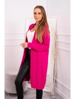 Sveter Cardigan kockovaný kockovaný fuchsiový