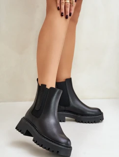 Skórzane Ocieplane Botki Sztyblety Damskie Big Star OO274A386 Czarne