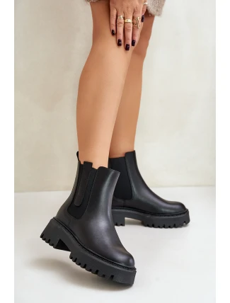 Skórzane Ocieplane Botki Sztyblety Damskie Big Star OO274A386 Czarne