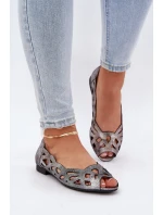 Ażurowe Baleriny Z Odkrytymi Palcami Srebrne Calgis