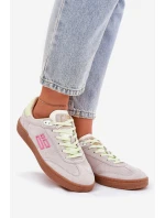 Zamszowe Buty Sportowe Sneakersy Damskie D.Franklin DFSH387005 Zgaszona Biel