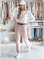 Dámske nohavice chinos s opaskom ružové FashionStreet UY2551