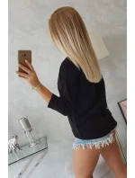 Americká dievčenská grafická blúzka čierna S/M - L/XL Americká dievčenská grafická blúzka čierna S/M - L/XL