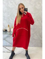 Zateplené šaty s kapucňou červené