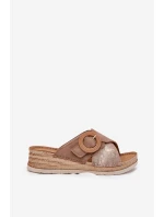 Dámske žabky na platforme s ozdobnou prackou Brown Inblu RV000012