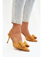 Podpatky s odhalenými patami a mašlí Žluté Eklevia