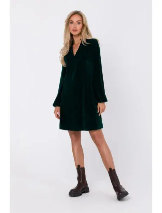 M767 V-neckline dress - green M767 V-neckline dress - green