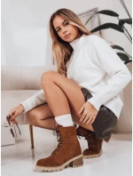 Dámske semišové šnurovacie čižmy camel FashionStreet ZY1236
