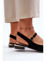 Baleriny Damskie Na Niskim Obcasie Z Odkrytą Piętą Sergio Leone SK831 Czarne