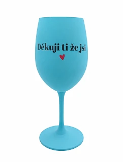 Ďakujeme, že ste - tyrkysový pohár na víno 350 ml