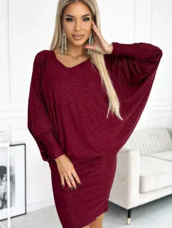 402-4 Netopierie šaty - bordové s brokátom