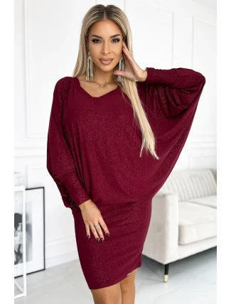 402-4 Netopierie šaty - bordové s brokátom